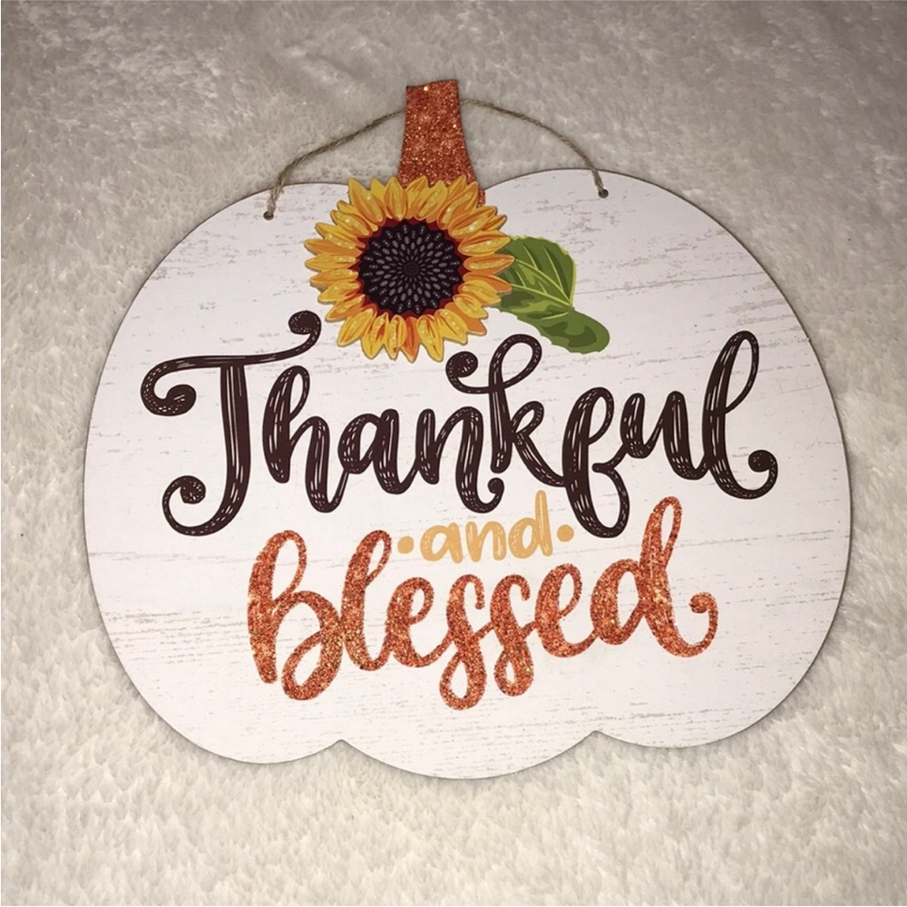 Thankful and Blessed Pumpkin Shaped Wall Hanging